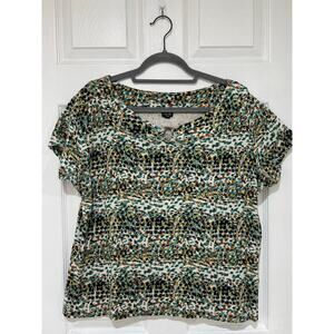Womens Rafaella Short Sleeve Top Cotton Multi Color Plus 2X